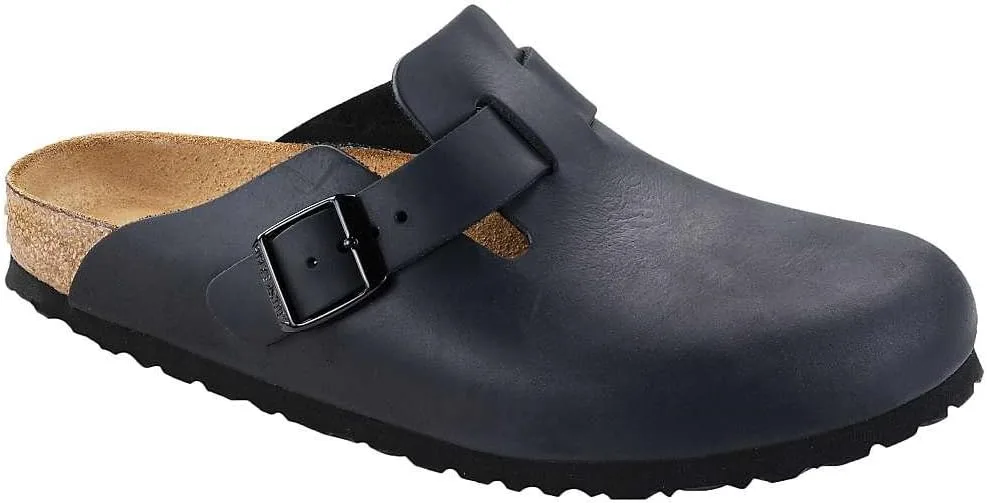 Birkenstock Boston Classic Arch Clog,Black Oiled Leather,38 M EU — Full-Grain Leather clog