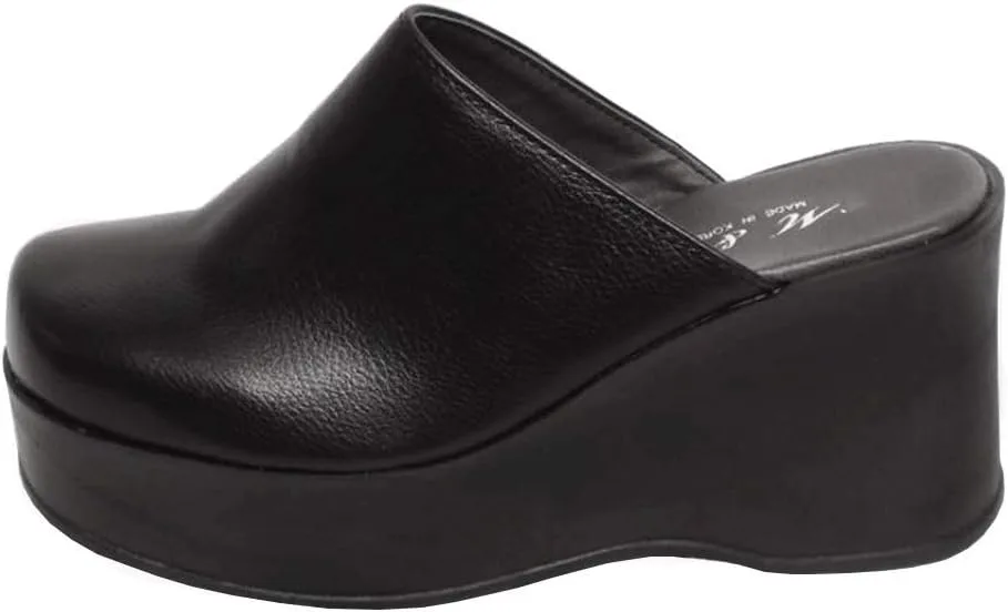 epdavin Women's Closed Toe Platform High Heel Slip On Backless Clogs Slides Mu — Genuine Leather mule