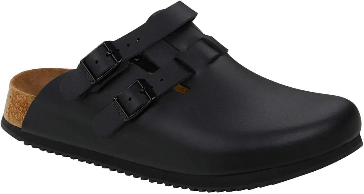Birkenstock Kay Super Grip Leather Black — Genuine Leather clog