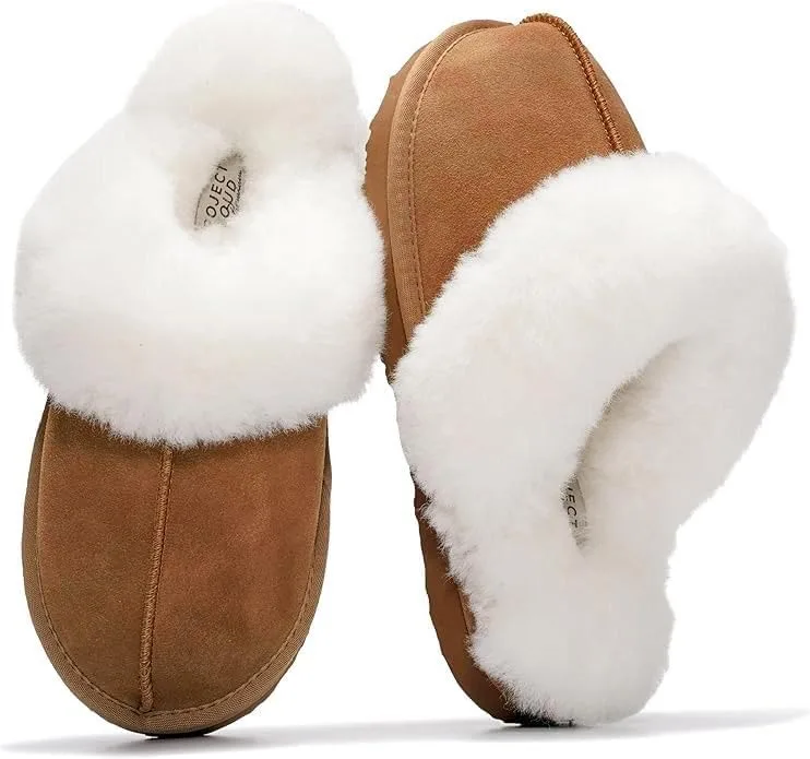 Project Cloud 100% Genuine Leather Slippers for Women Footwear with Genuine Fu — Genuine Leather mule