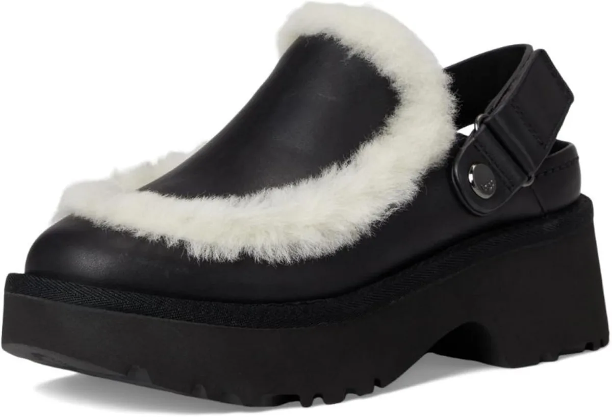 UGG Womens Esmee Leather Clog — Shearling clog
