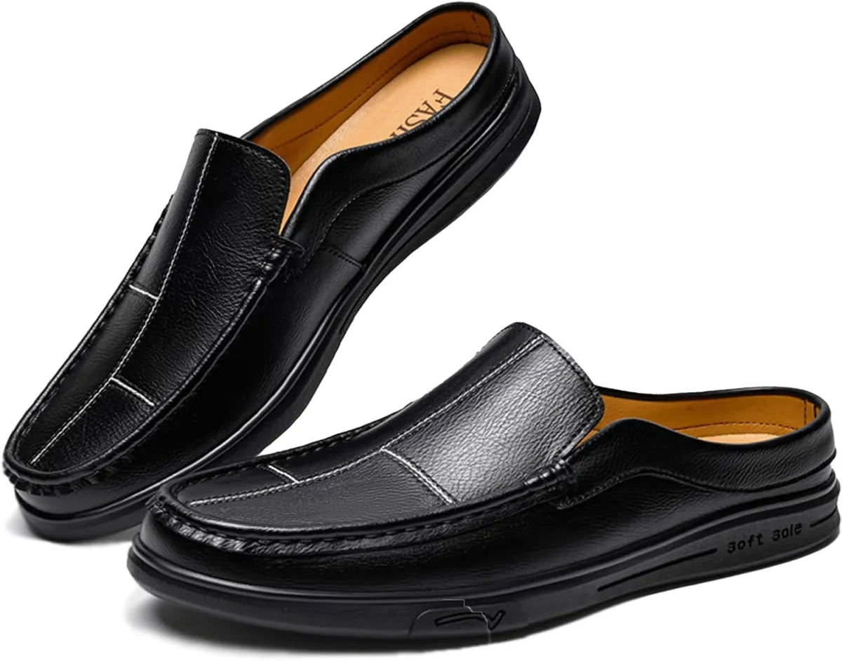 Men's Handmade Flat Mules Clogs Comfortable Slip On Lightweight Breathable Non — Suede mule