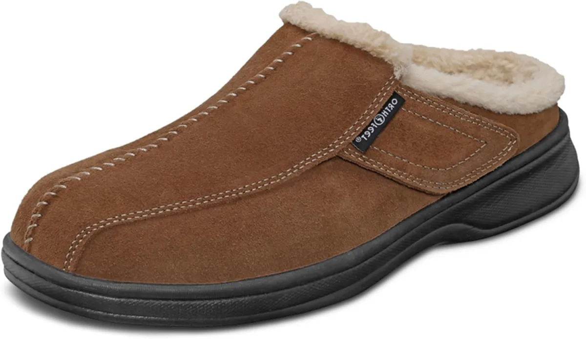 Orthofeet Men's Orthopedic Clog Slipper with Arch Support Asheville — Genuine Leather slipper