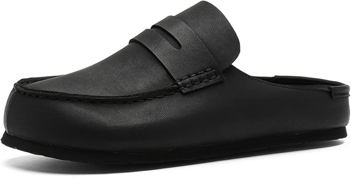 Men's Platform Clog Mules Comfortable Leather Suede Slippers with Arch Support — Suede mule