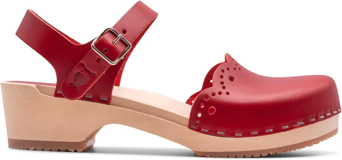 Sandgrens Handmade Swedish Wood Clogs for Women, Low Heel Sandals — Genuine Leather sandal