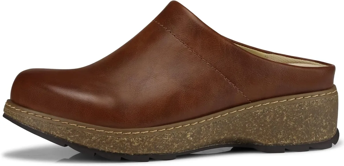 SHIBEVER Clogs for Women Mules Shoes Leather Slip On Clog Closed Toe Comfortab — Suede mule
