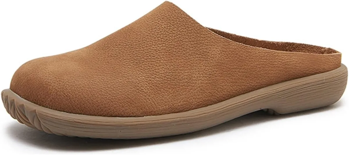 Women's Casual Fashion Mule Clog Comfortable Indoor Outdoor All Day Leather Up — Genuine Leather mule