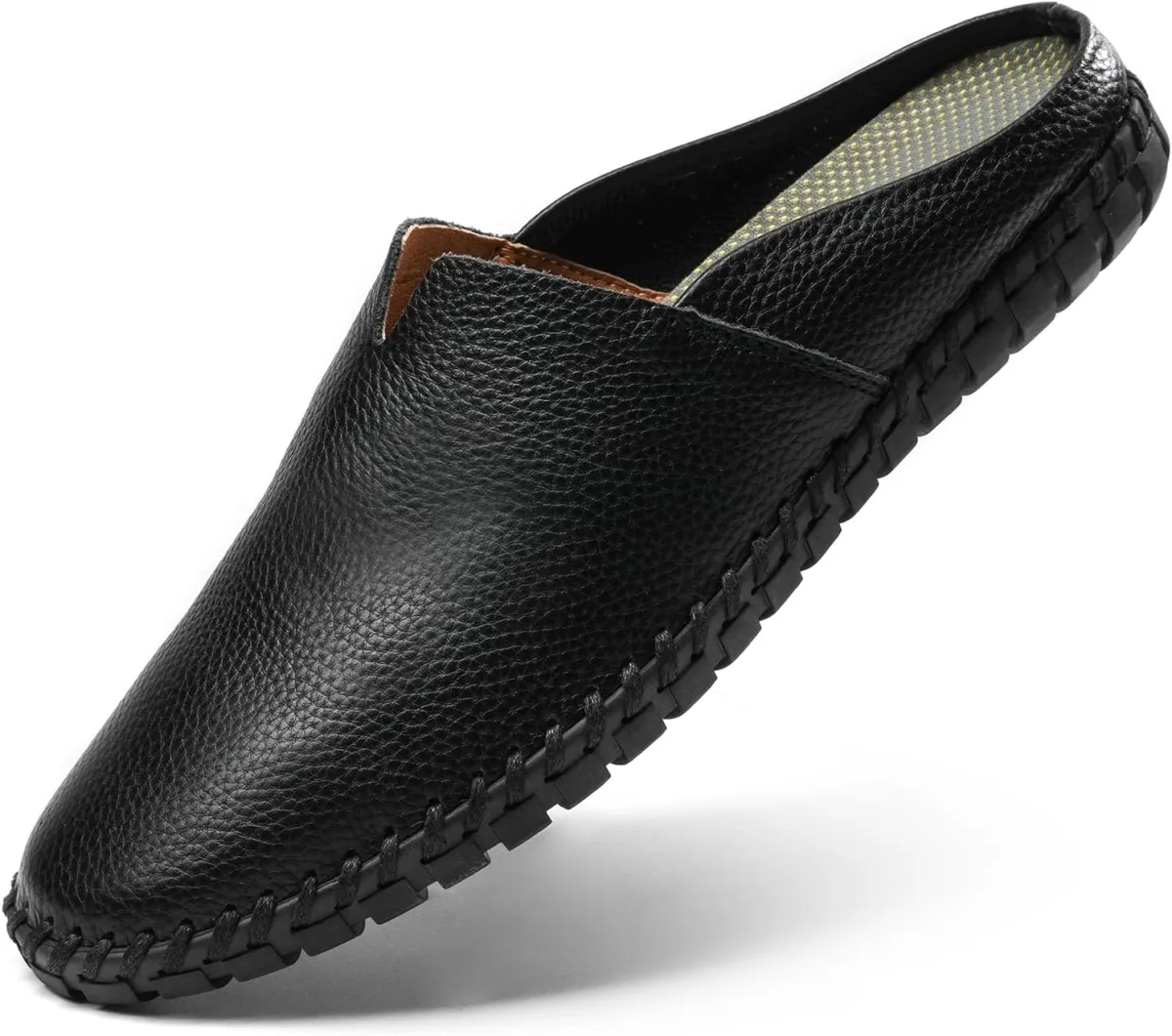 Men’s Slip-On Loafers Mules Clog Handmade Leather Slippers Hand Stitched no-He — Genuine Leather mule