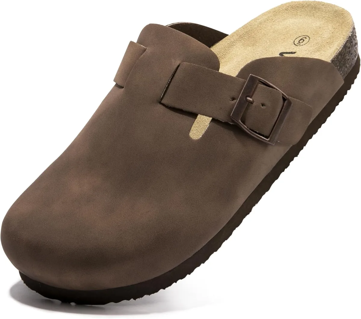 Suede Clogs Potato Shoes Cork Footbed Sandals Comfort Mules with Arch Support — Suede mule