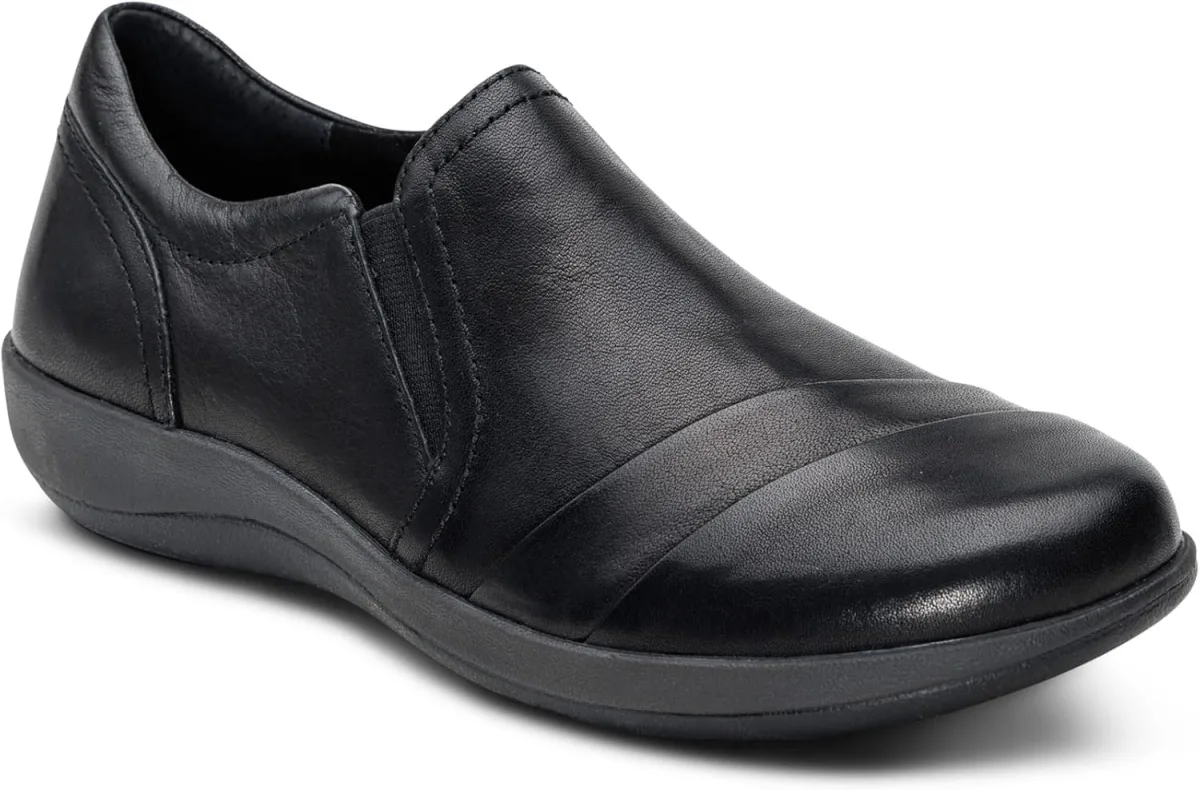 Aetrex Women's Helena Arch Support Slip-On Shoes, Leather Upper, Removable Ins — Genuine Leather clog