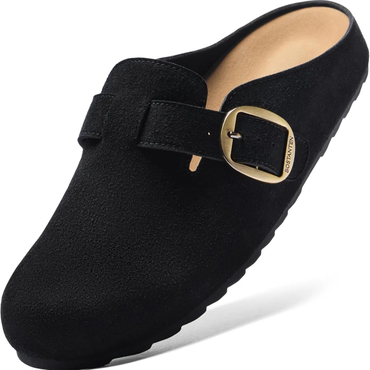 BOSTANTEN Clogs for Women Wide Width Comfortable Suede Mules with Soft Footbed — Suede mule