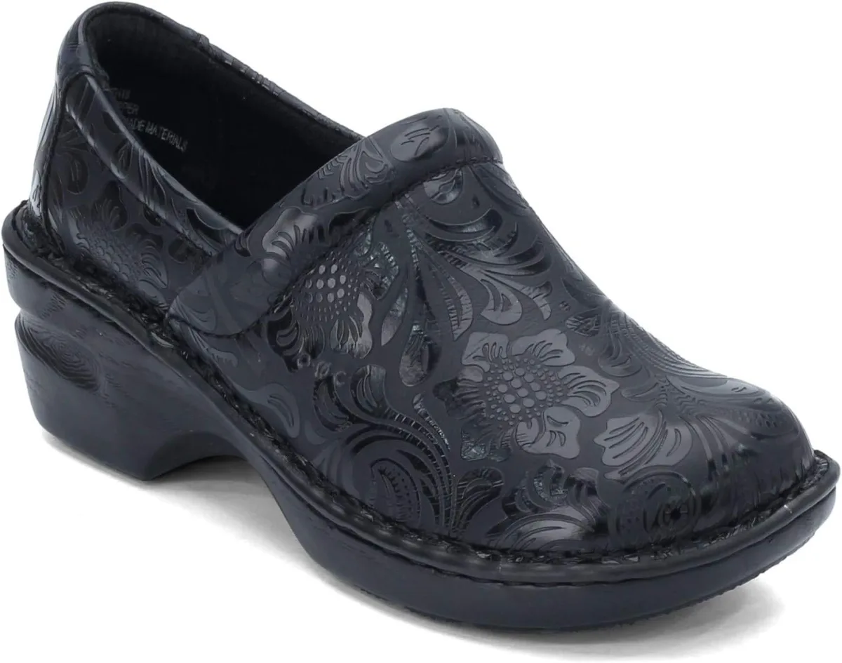 B.O.C. Women Peggy Tooled Leather Clogs — Full-Grain Leather clog