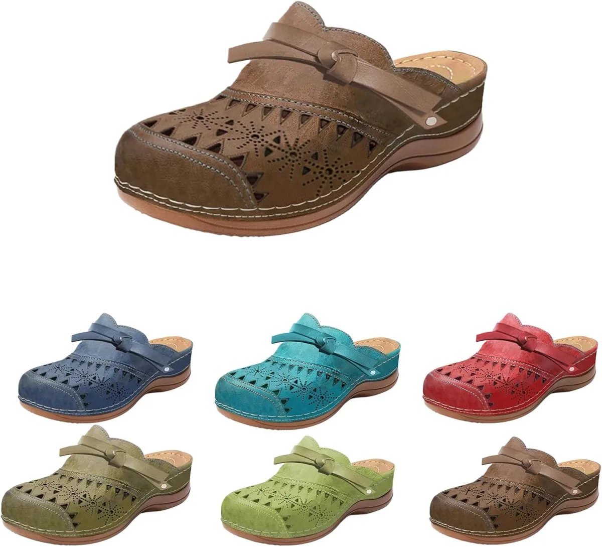Mules for Women Casual Orthopedic Diabetic Walking Shoes with Arch Support Bre — Genuine Leather mule