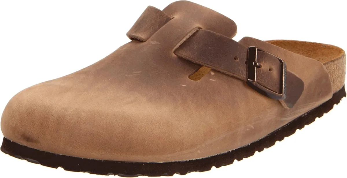 Birkenstock Boston Oiled Leather in Tobacco Brown — Suede clog