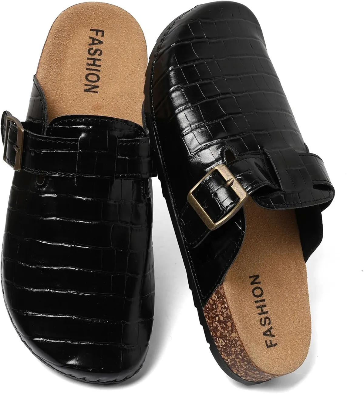 Clogs for Women Leather Mens Clogs Comfort Soft Cork Footbed Mules Slip On Clo — Genuine Leather mule