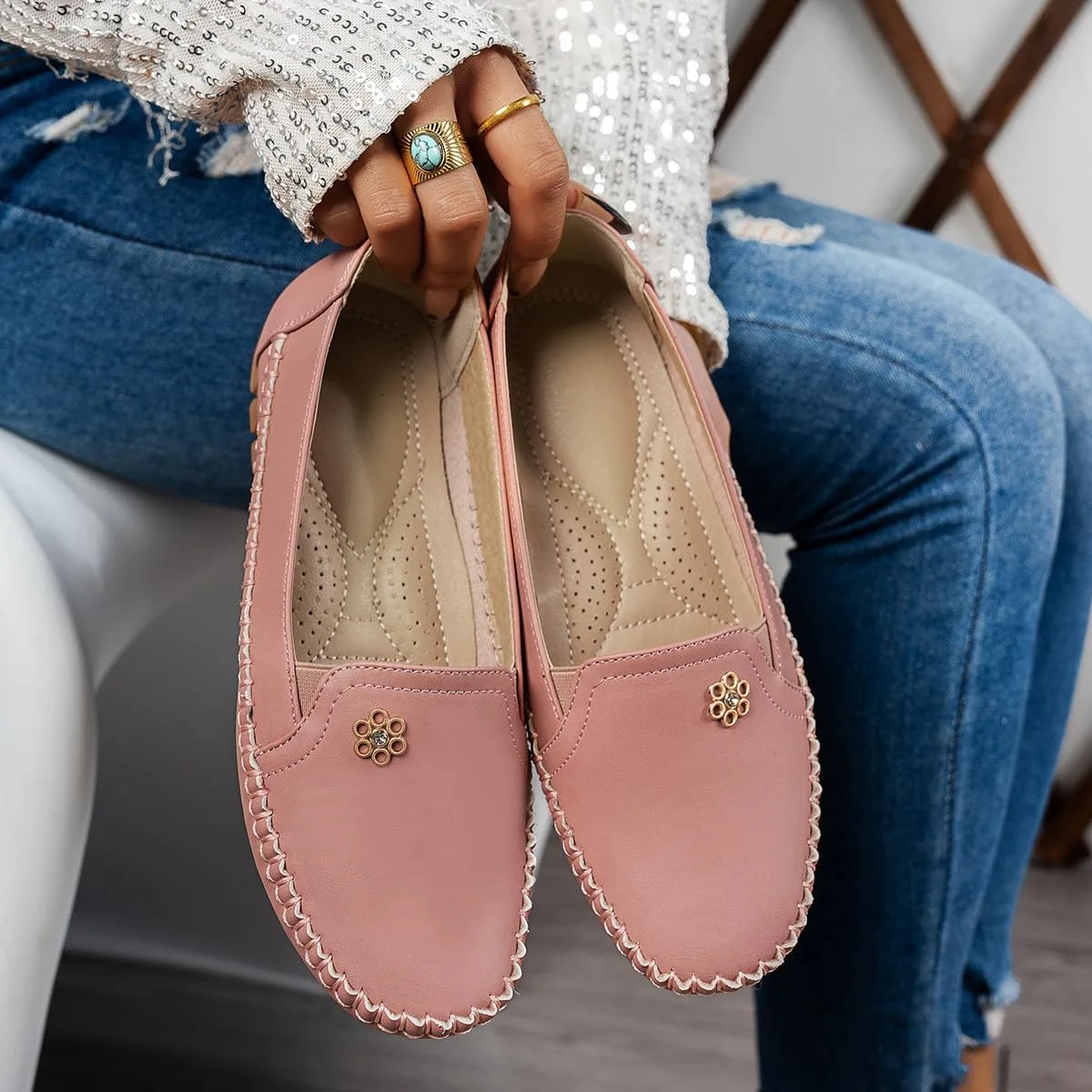 Loafers for Women, Stylish Orthopedic Leather Shoes Women's Casual Slip-On Wal — Genuine Leather loafer