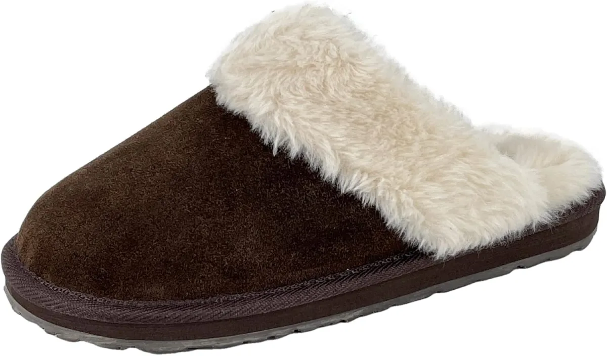 Clarks Womens Open Back Suede Leather Comfort Clog Slipper JMS0583C — Suede slipper