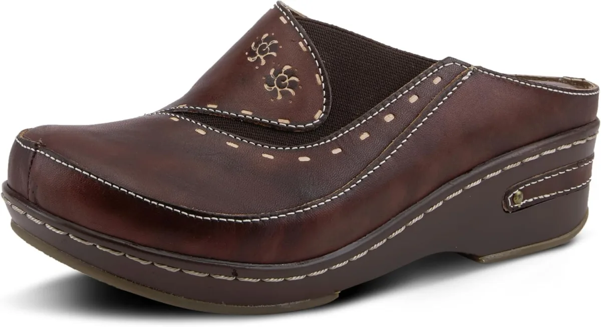 Spring Step L’Artiste Women’s Chino Leather Clog– Hand-Painted Open-Back Clogs — Genuine Leather clog