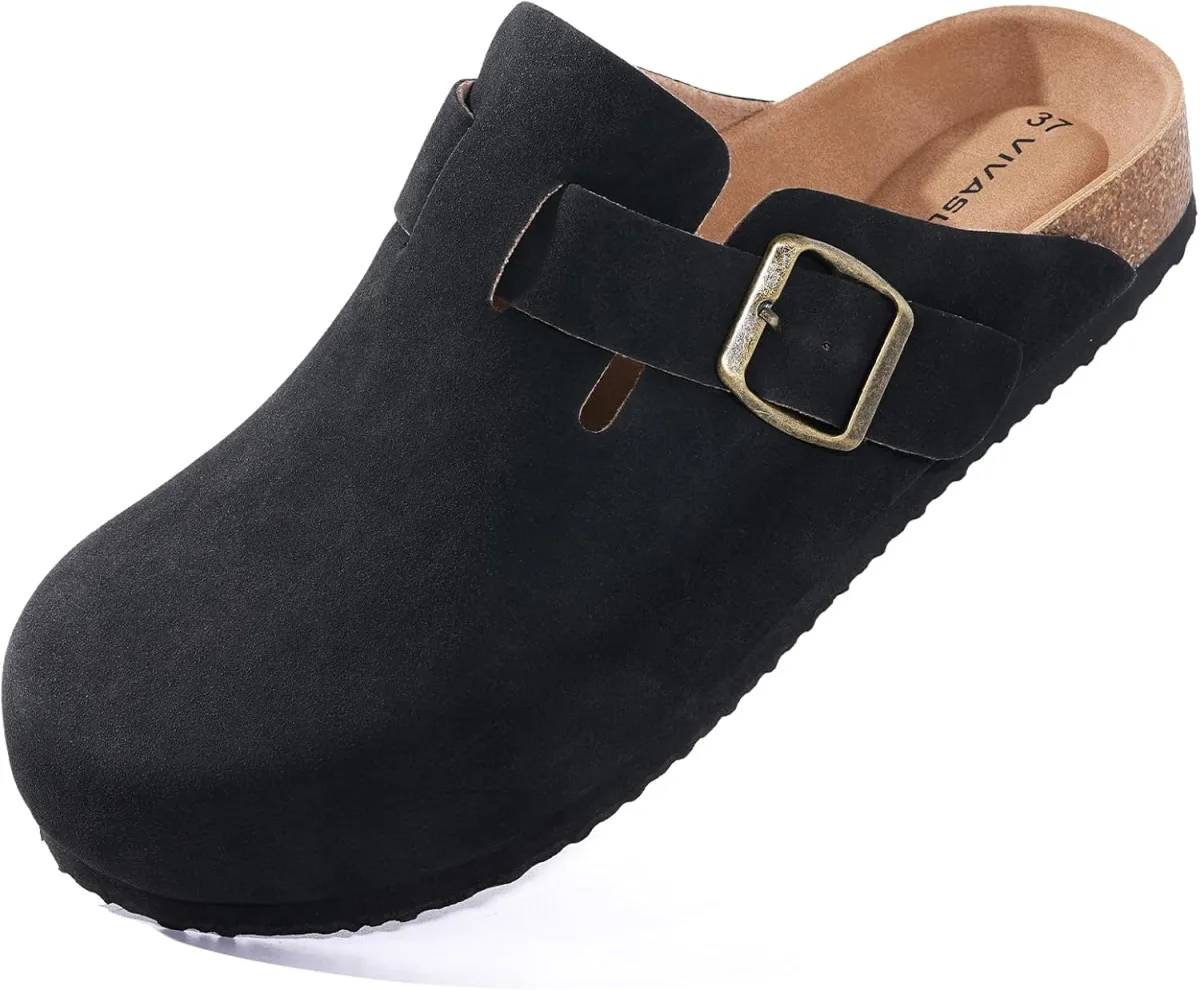 Clogs for Women and Men Cork Footbed Sandals Comfort Slip On Potato Shoes with — Suede sandal
