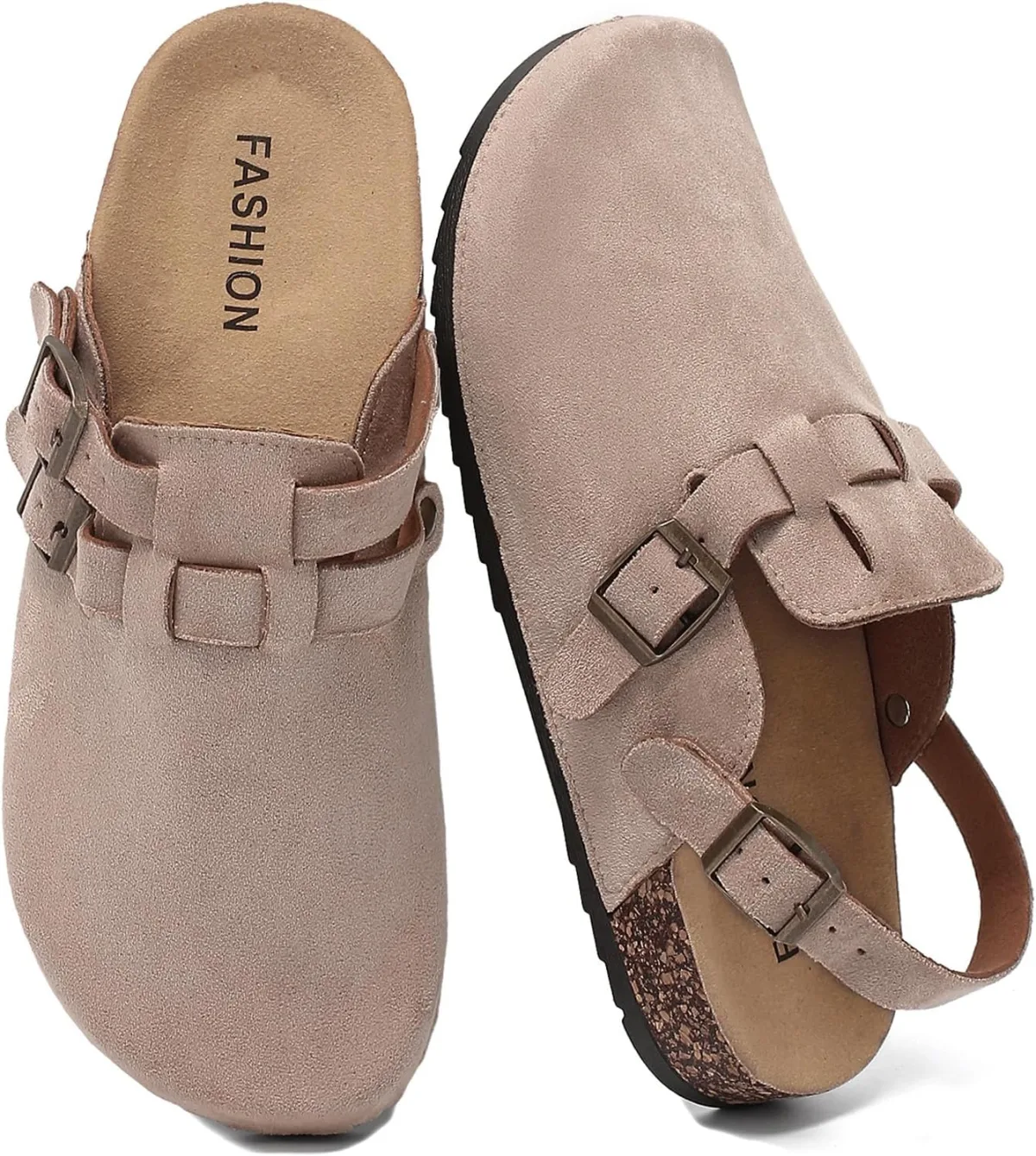 Men's Suede Clogs with Back Strap, Women's Leather Clogs with Arch Support Cor — Suede mule