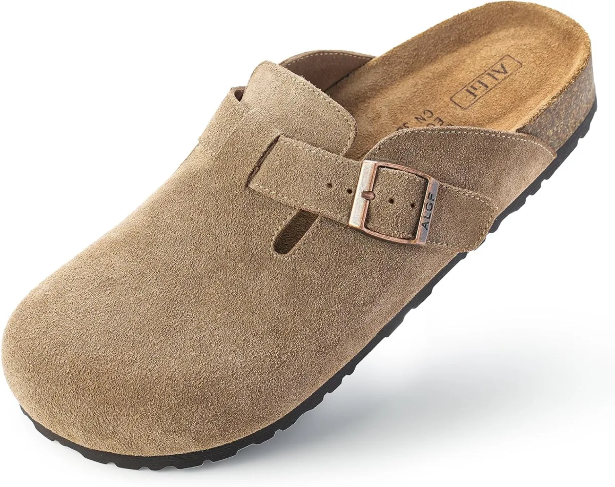 Women’s Genuine Suede Clogs for Women Slip-On Buckle Slides Women's Mules & Cl — Suede mule
