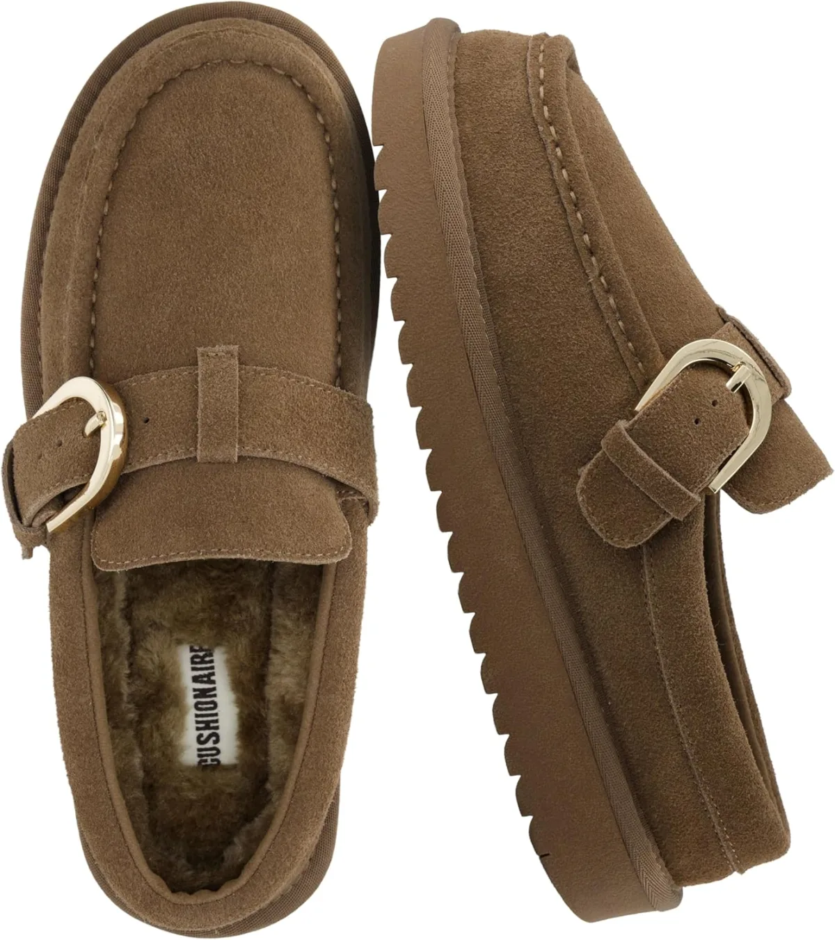CUSHIONAIRE Origin Genuine Suede Mule Clogs for Women, Cozy Slip-On Moc Toe Lo — Suede mule