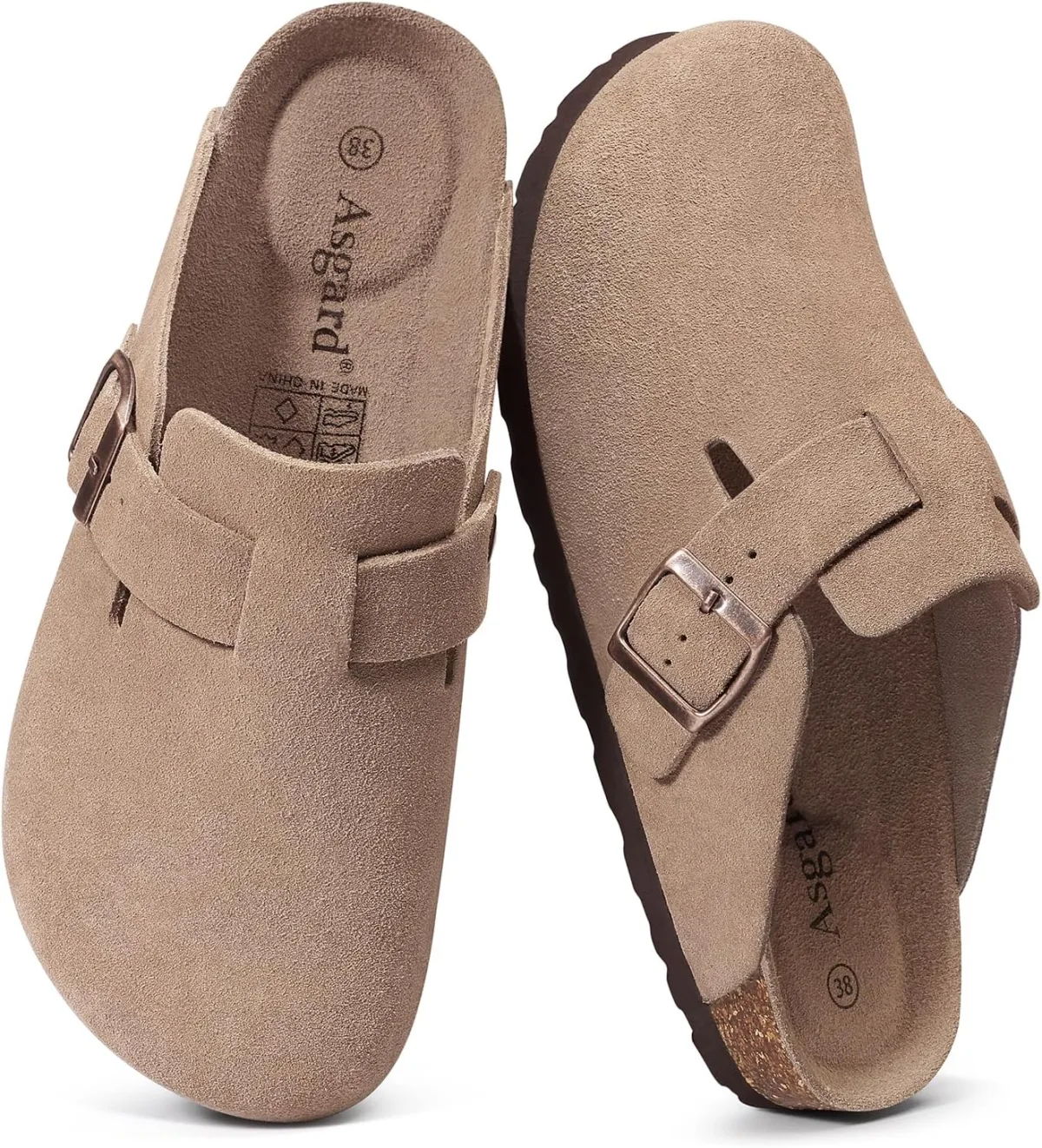 Asgard Genuine Suede Clogs for Women Men Leather Mules Arch Support Potato Sho — Suede mule