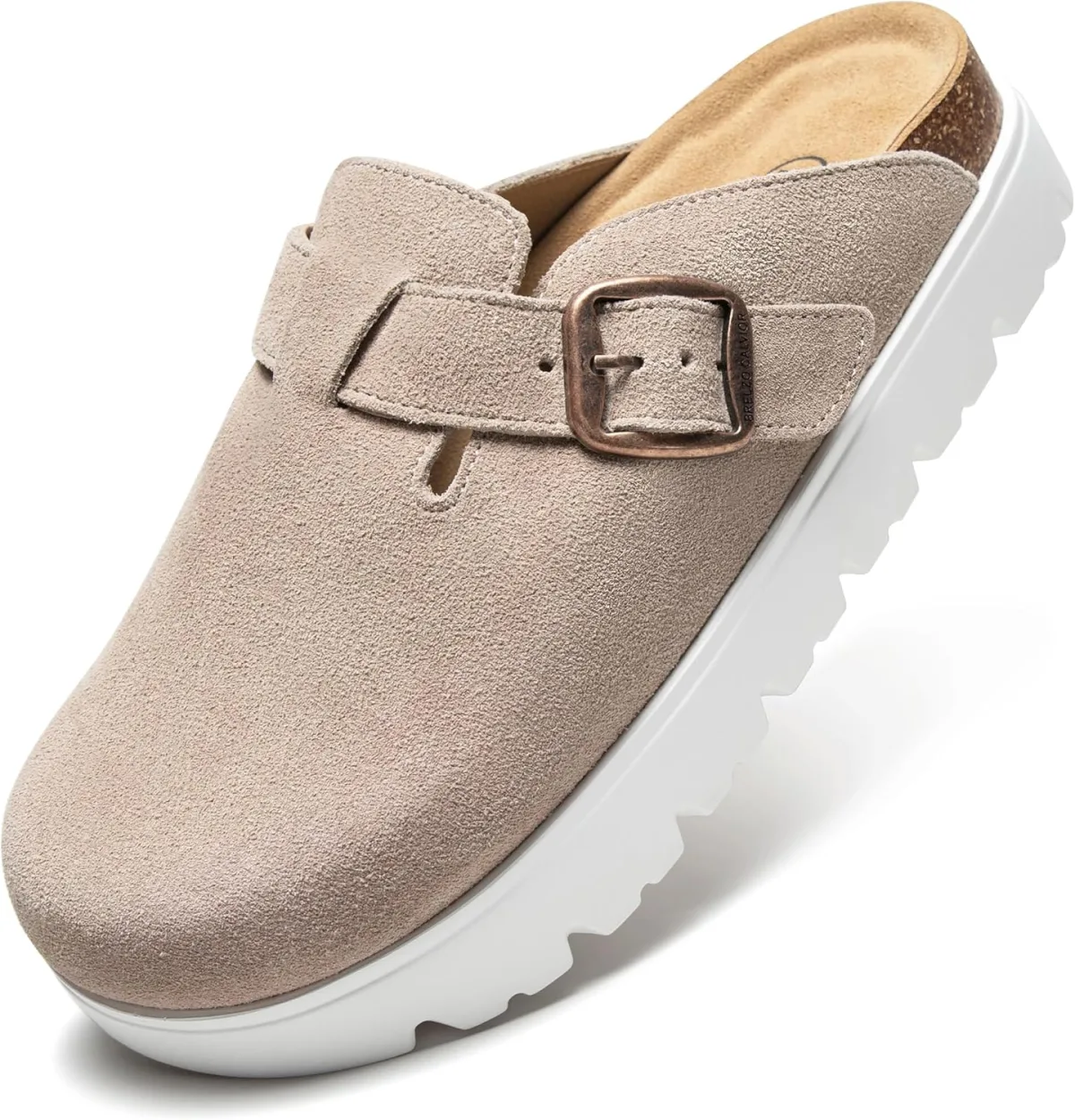 Women's Suede Clogs Non-Slip Potato Shoes Slip-On Mules Platform Sandals with — Suede mule
