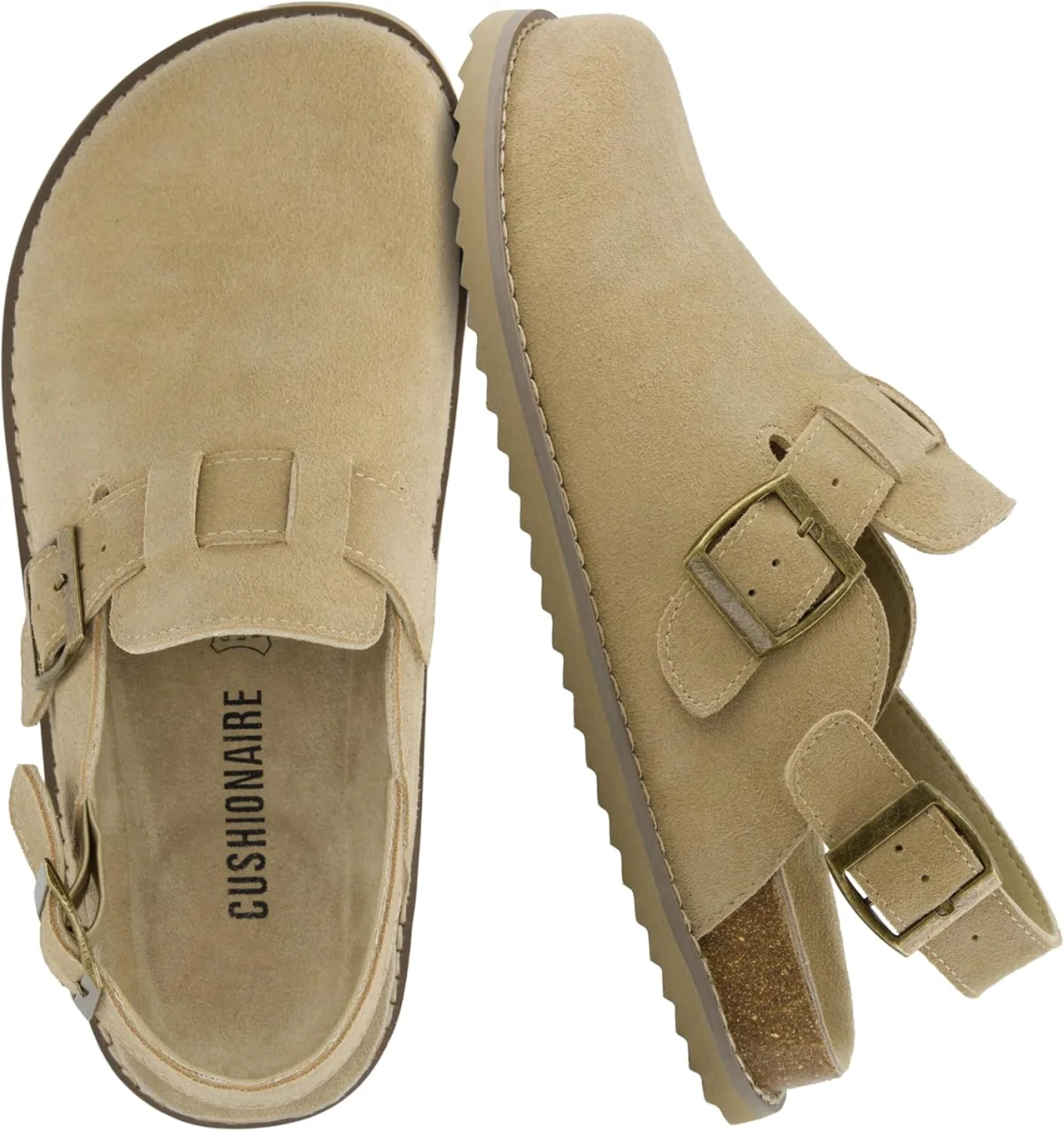 CUSHIONAIRE Brooklyn Suede Womens Slides– Comfortable Clog Mules with Adjustab — Suede mule