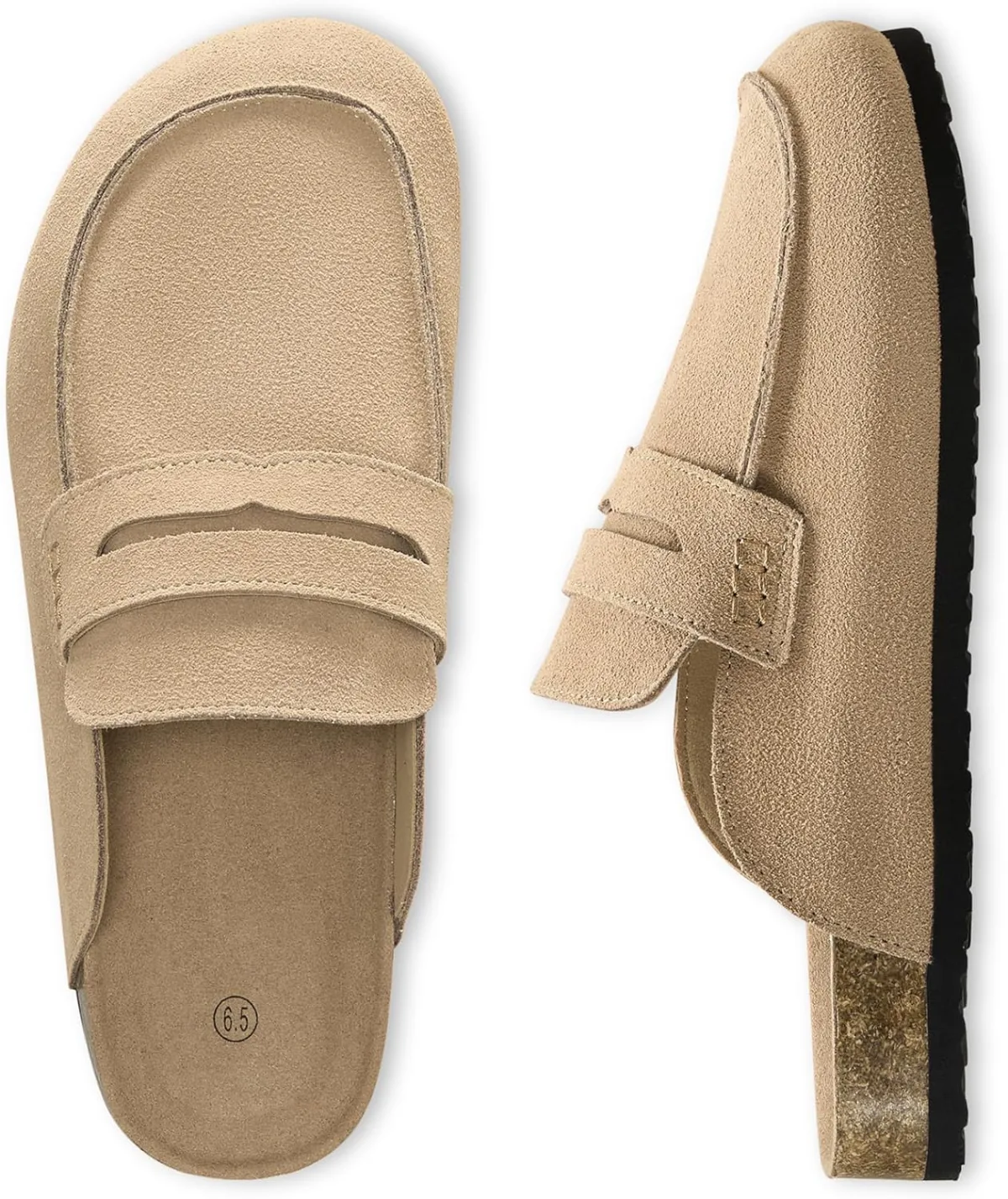 100% Genuine Leather Clogs for Women Non-Slip Platform Mules & Suede Clogs for — Suede mule