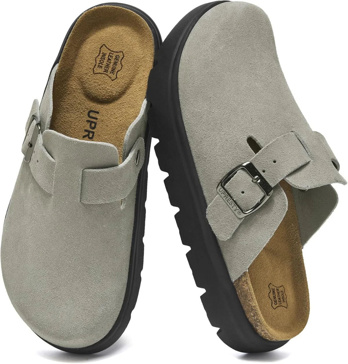 100% Genuine Suede Clogs for Women Footwear with Arch Support, Platform Womens — Suede mule