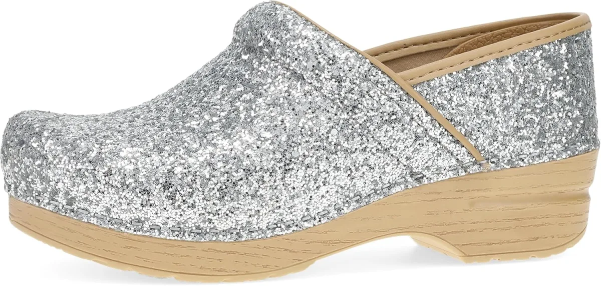 Dansko Professional Glitter Slip-On Clogs for Women — Genuine Leather clog