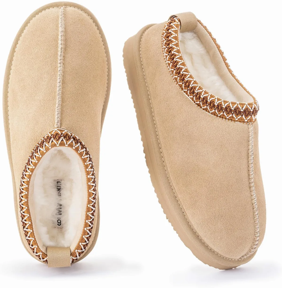 mazeskin Women's 100% Shearling Genuine Suede Slippers, Memory Foam Australian — Suede slipper